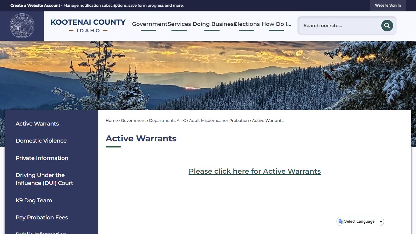 Active Warrants | Kootenai County, ID